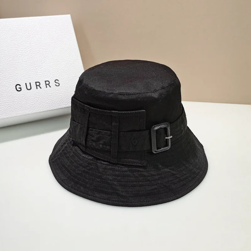 Designer Brand Fashion Women Belt Buckle Bucket Hat Luxury Sunscreen Panama Flat Fisherman Hat Casual Beach Sun Hats Basin Cap