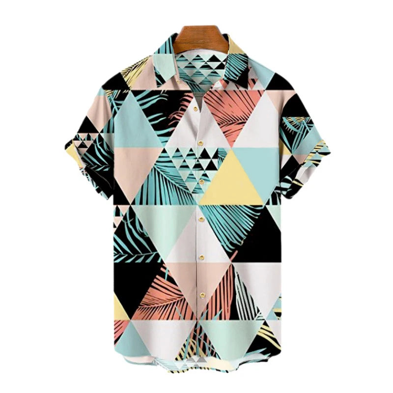 2023 Men's Hawaiian Shirt Cat Printed Short Sleeve Tops Beach Vacation Sunset Harajuku Clothing Casual Unisex Style Shirts