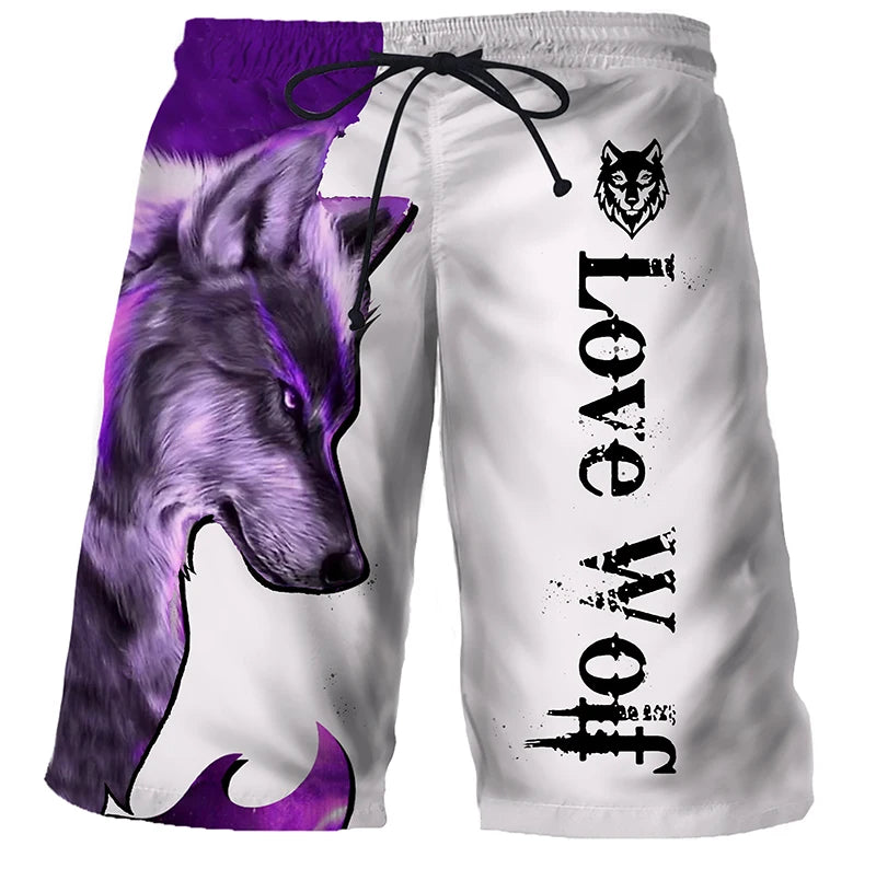 Cool Tiger Lion Wolf Summer Swimwear Shorts Comfortable Surf Board Shorts Quick Dry Swimsuit Sport Trunks Men's Beach Shorts Boy