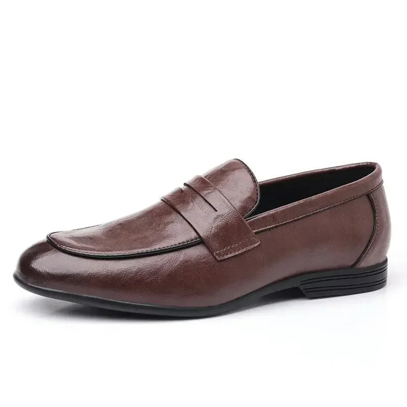 Brown Flat Leather Loafers Shoes for Men Fashion 2024 Classic Original Size Man Casual Shoe 45 Comfortable Shipping Free New In