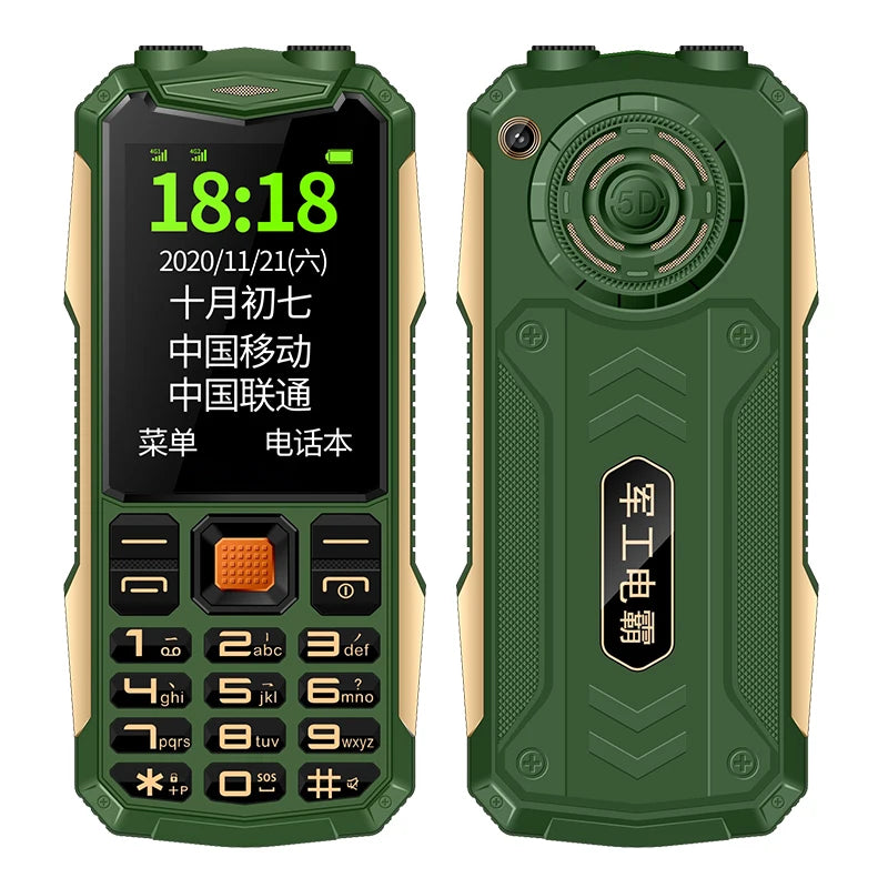 Mobile Phone Durable Rugged Outdoor Power Bank Slim Size Big Battery SOS Call Quick Dial Loud Sound Two Torch Camera