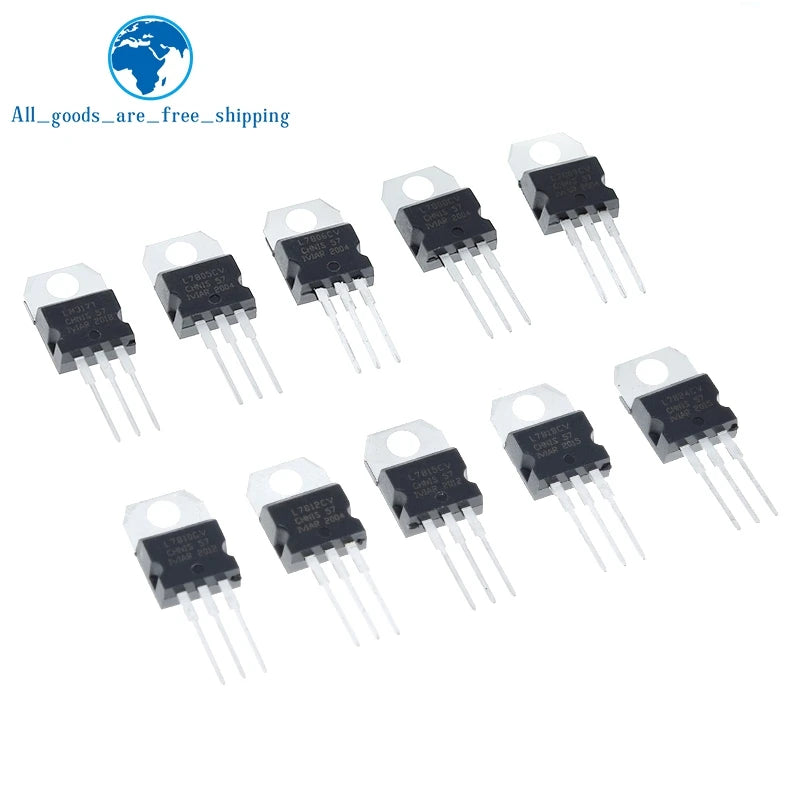 TZT 10/30PCS LM317T L7805 L7806 L7808 L7809 L7910 L7812 L7815 L7818 L7824 L7915