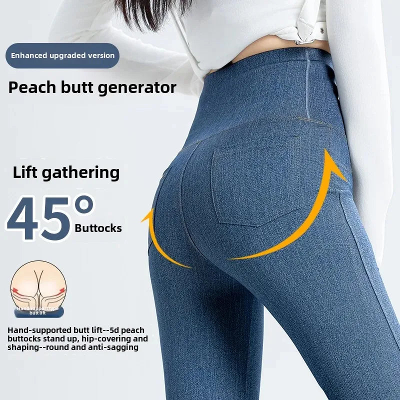 2024 New Women's Denim Shark Pants Outerwear Thin Leggings Bell-Bottom Tummy Control Underwear Summer Fashion