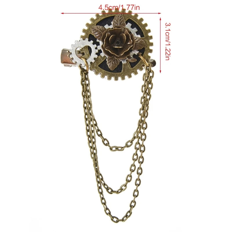 Metal Brooch Pin Lapel Stick Pin Suit Tie Brooch Steampunk Hair Clip for Women Men Coat Hats Jewelry Accessory