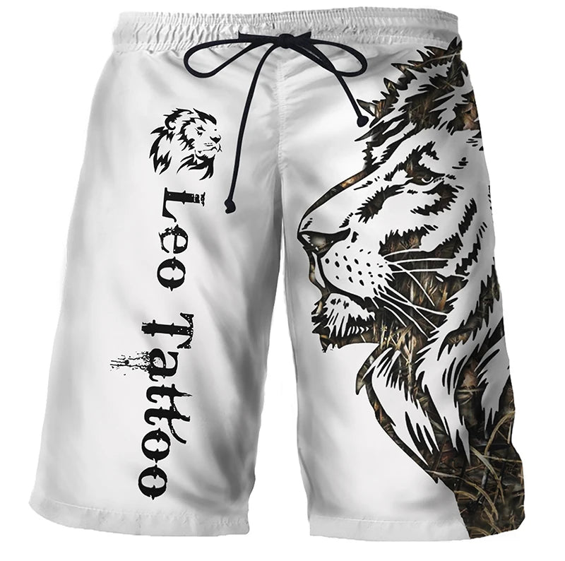 Cool Tiger Lion Wolf Summer Swimwear Shorts Comfortable Surf Board Shorts Quick Dry Swimsuit Sport Trunks Men's Beach Shorts Boy