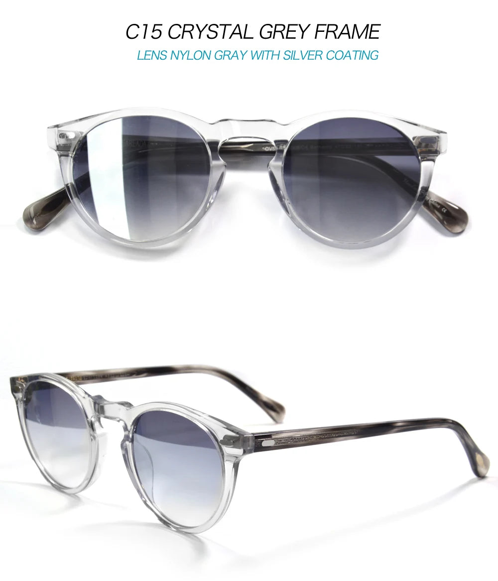 Gregory Peck OV5186 Vintage Round Men Sunglasses Frame Transparent Trendy Cicle Sunglasses for Women Polarized Round Sunglasses