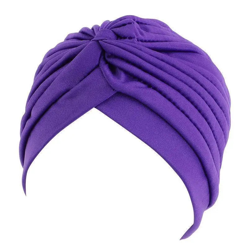 Twist Turban Caps Women Knot Muslim Hijab Shiny Indian Hat Sleep Night Cap Casual Solid Color Headscarf Stretch Head Wrap