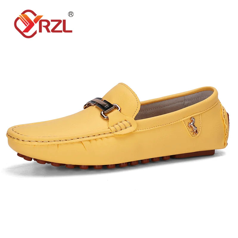 YRZL Loafers Men Handmade PU Leather Loafer Casual Driving Flats Slip-on Shoes Luxury Comfy Moccasins White Loafers Shoes Men