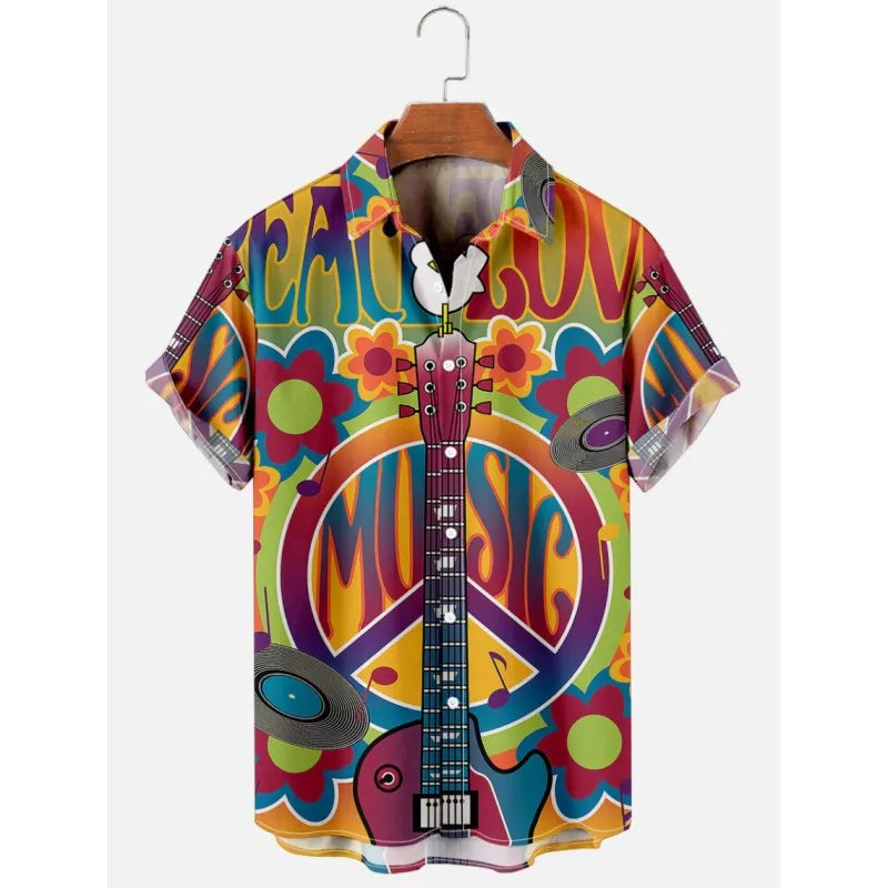 2023 Men's Hawaiian Shirt Cat Printed Short Sleeve Tops Beach Vacation Sunset Harajuku Clothing Casual Unisex Style Shirts