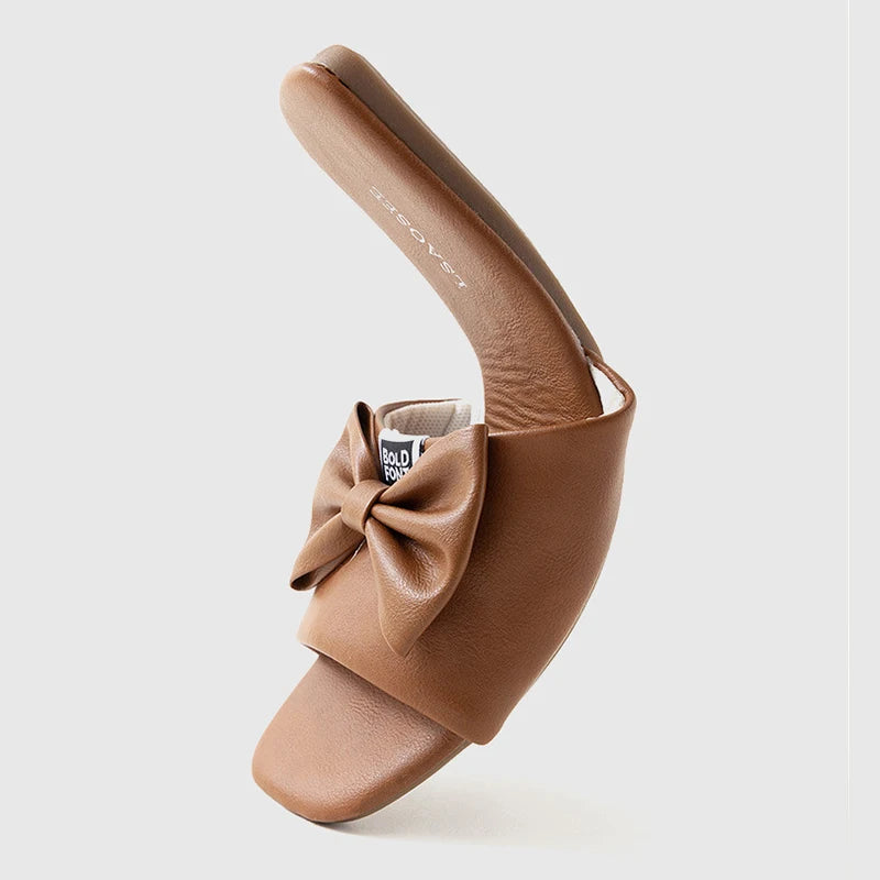 Leather Slippers Women Wear Office Slippers in Spring and Summer, Ladies Indoor Home Non-slip Tendon Bottom.