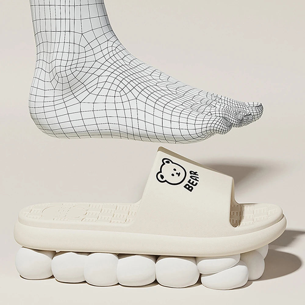 ZHIDA Fashion Women's Slippers Indoor Bathroom Soft Sole EVA Men Cartoon Bear Print Slides Summer Outdoor Couple Cool Shoes