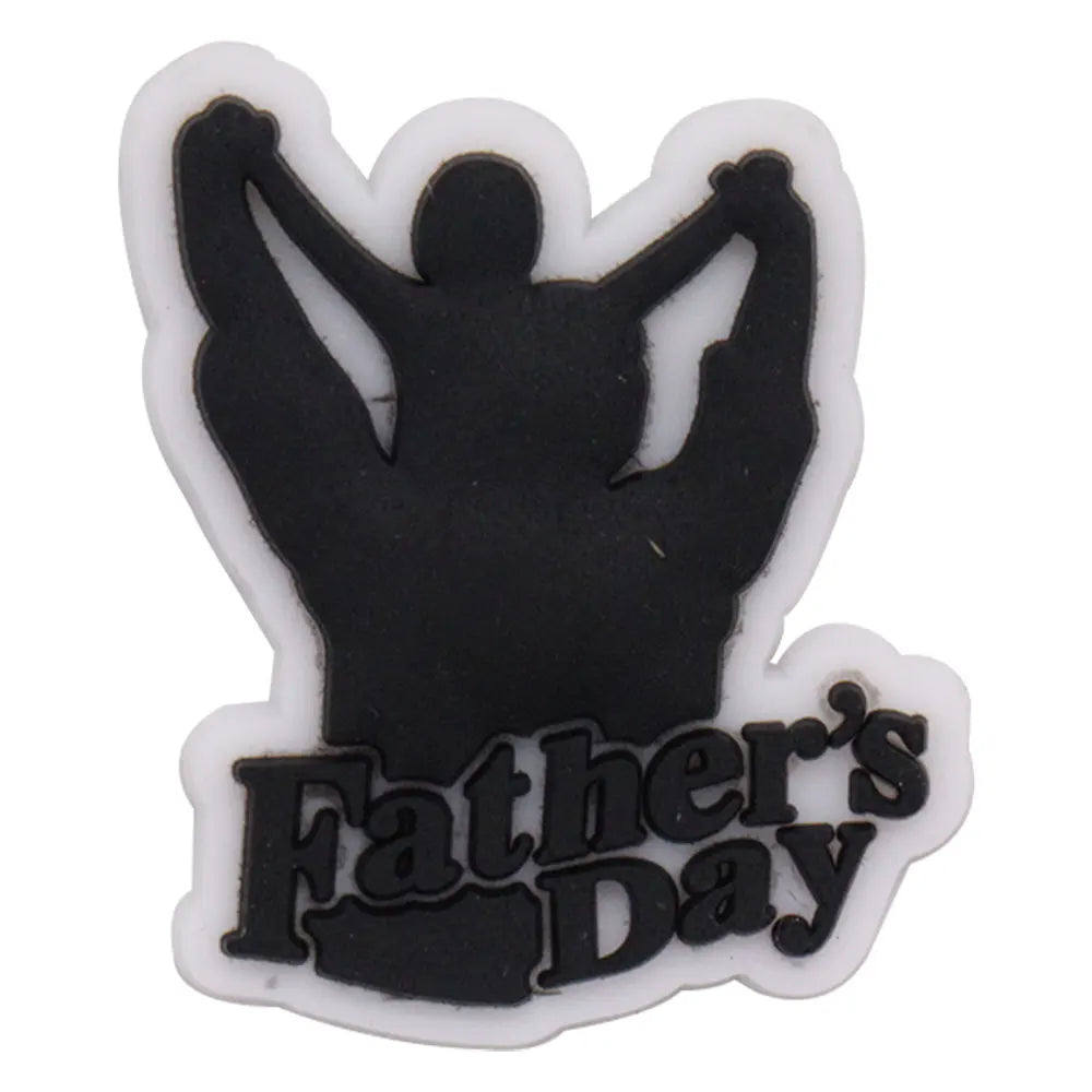 1-34PCS Cartoon Papa Happy Father's Day Best Dad Heart PVC Shoes Charms Accessories Buckle Clog Decorations DIY Bracelet