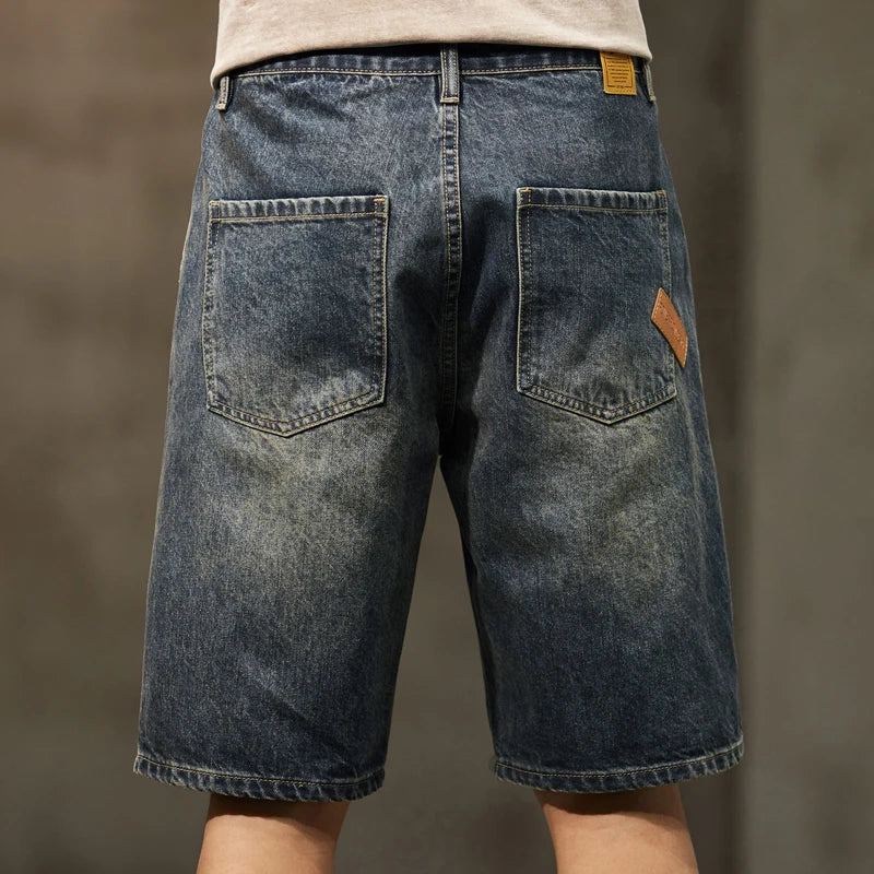 Men Summer Short Jeans Denim Shorts Loose Fit Wide Leg Baggy Jeans Knee Length Pants Casaul Large Size Oversized 42 Men's Shorts