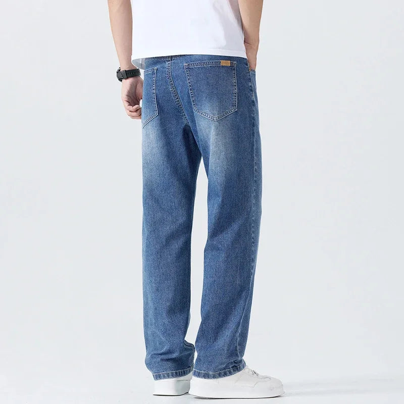 Summer New Casual Men's Ultrathin Jeans Business Breathable Brand Trousers Comfortable Straight Loose Male Denim Pants