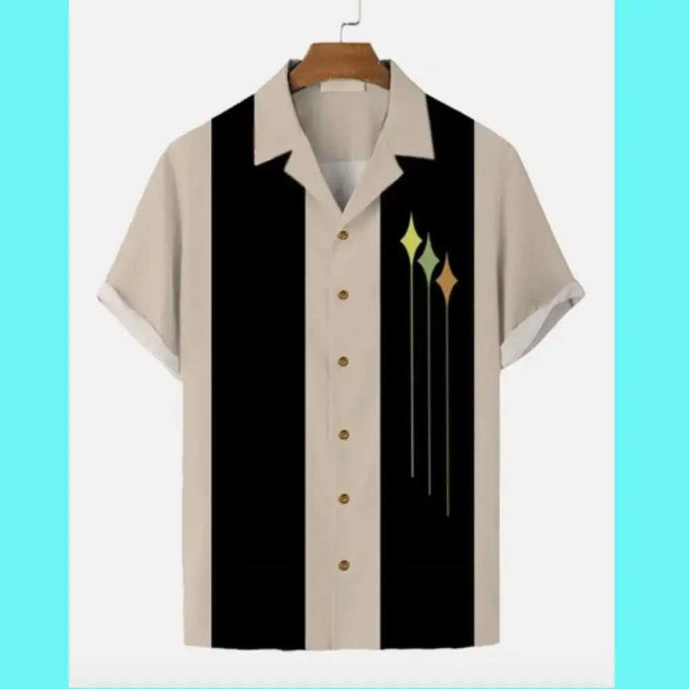 Stripes Simple Casual Dress Shirts European Size Men's Hawaiian Fashion Short Sleeve Loose Breathable Top Button Summer