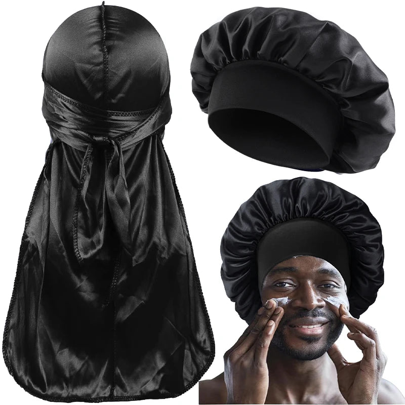 2/3PCS/LOT Men Women Long Tail Head Scarf Headwrap Bonnet Night Hat Silk Durag Pirate Hat Unisex Sleeping Bandana Turban Hijab