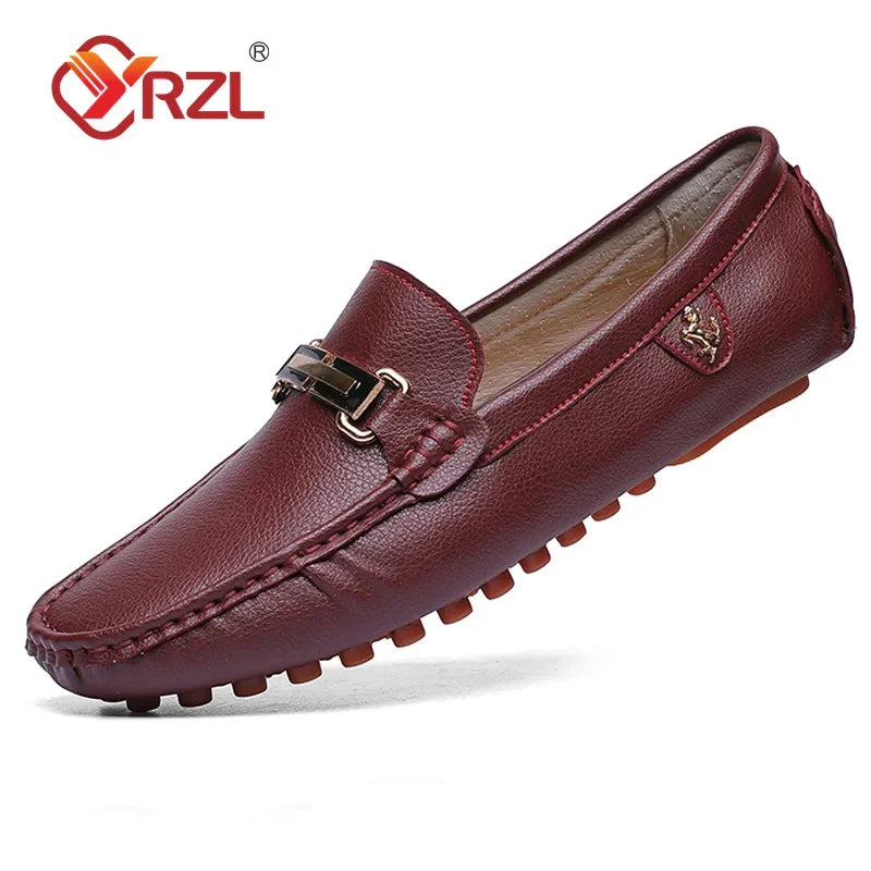 YRZL Loafers Men Handmade PU Leather Loafer Casual Driving Flats Slip-on Shoes Luxury Comfy Moccasins White Loafers Shoes Men