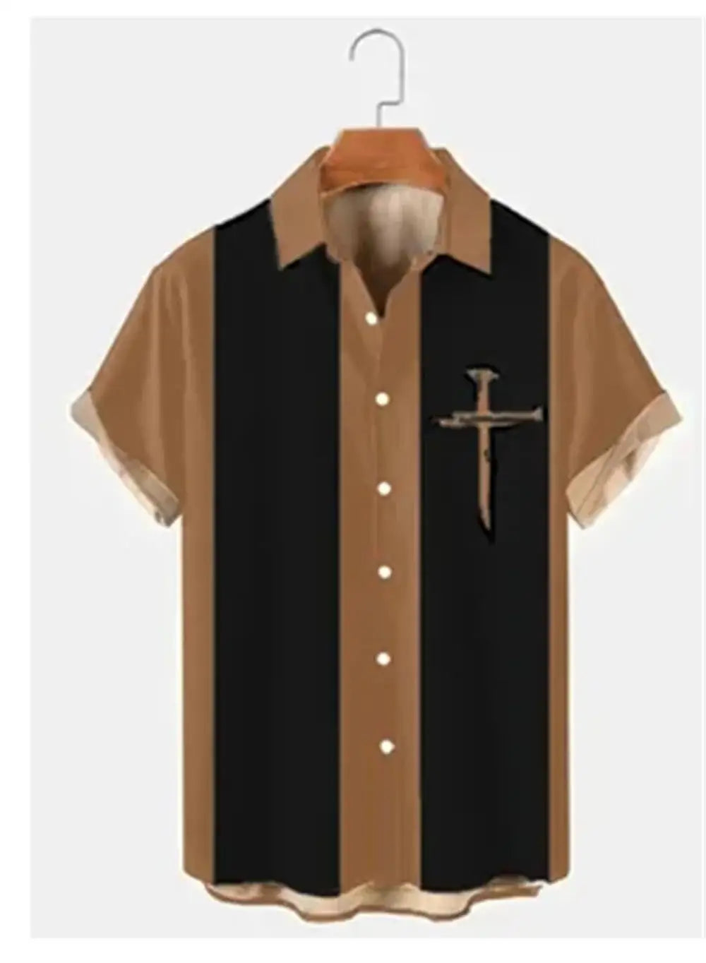 Stripes Simple Casual Dress Shirts European Size Men's Hawaiian Fashion Short Sleeve Loose Breathable Top Button Summer