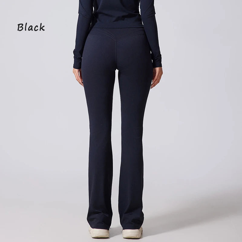 DIAS FIT JOY Women's Hip lifting flared pants high waisted yoga fitness pants sports micro flared yoga pants wide leg pants