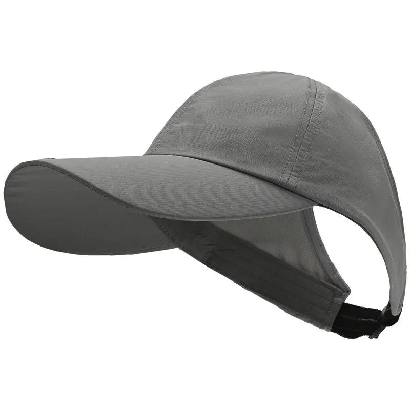 Summer New Ponytail Quick-Drying Sunscreen Hat Fisherman Hat Women Shade Cap Uv Protection Soft Top Hat