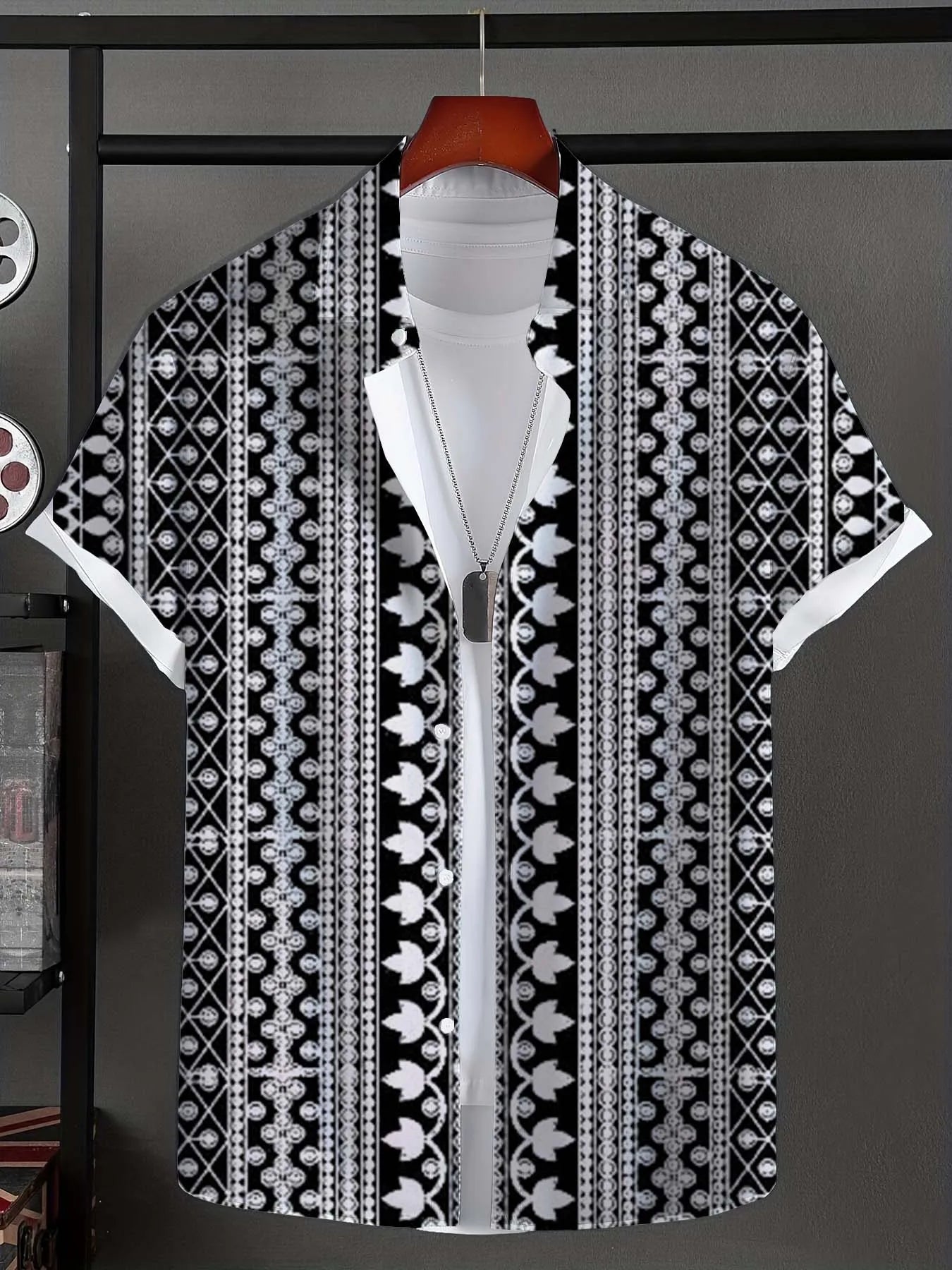 Hawaiian Ethnic pattern design 3d Printed  Mens Shirt Summer Casual Printed Short Sleeve Beach Hawaiian Tops Men's Clothing