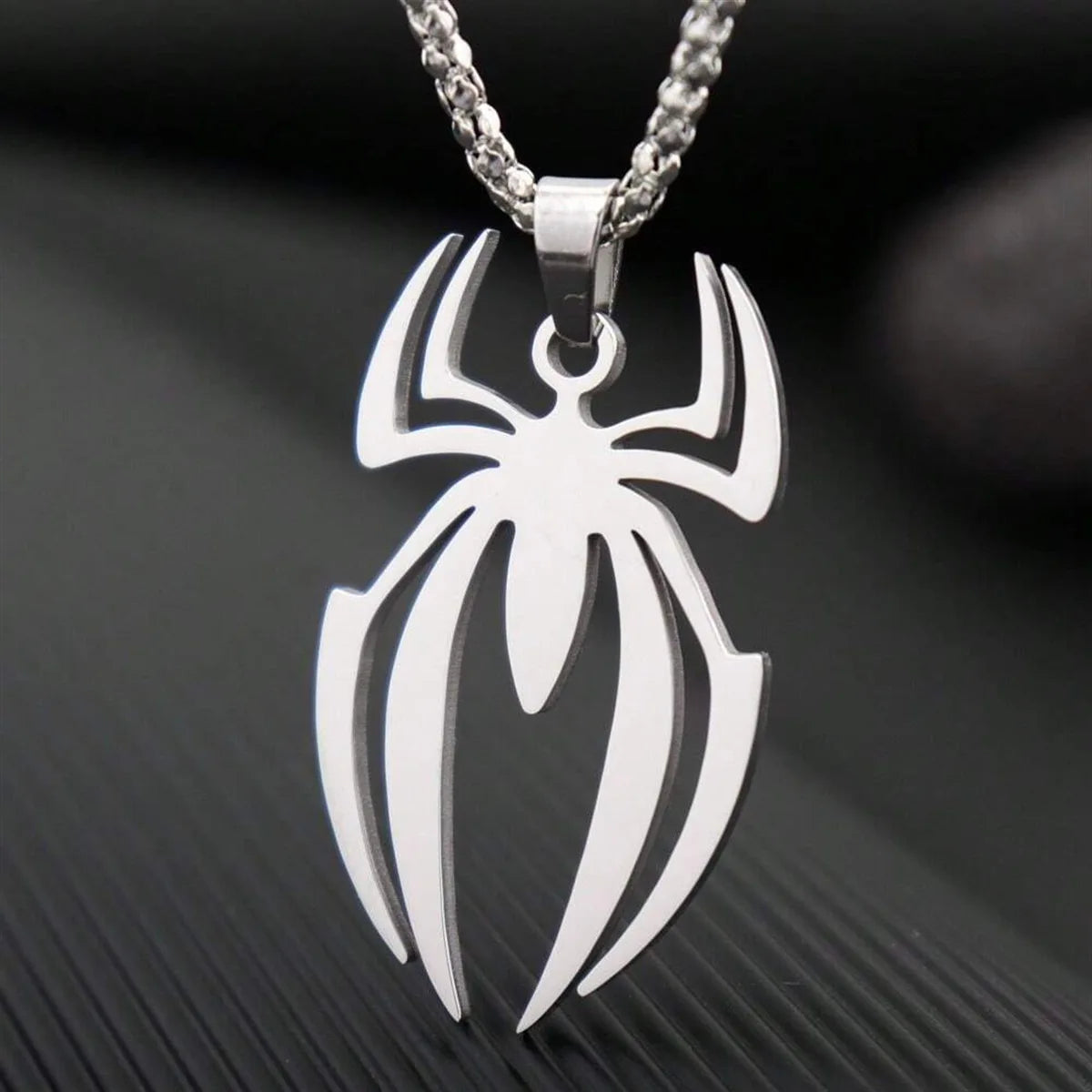 Superhero Spider Logo Cosplay Necklace Men Stainless Steel Pendant Chain Choker Jewelry Accessories Props Gift