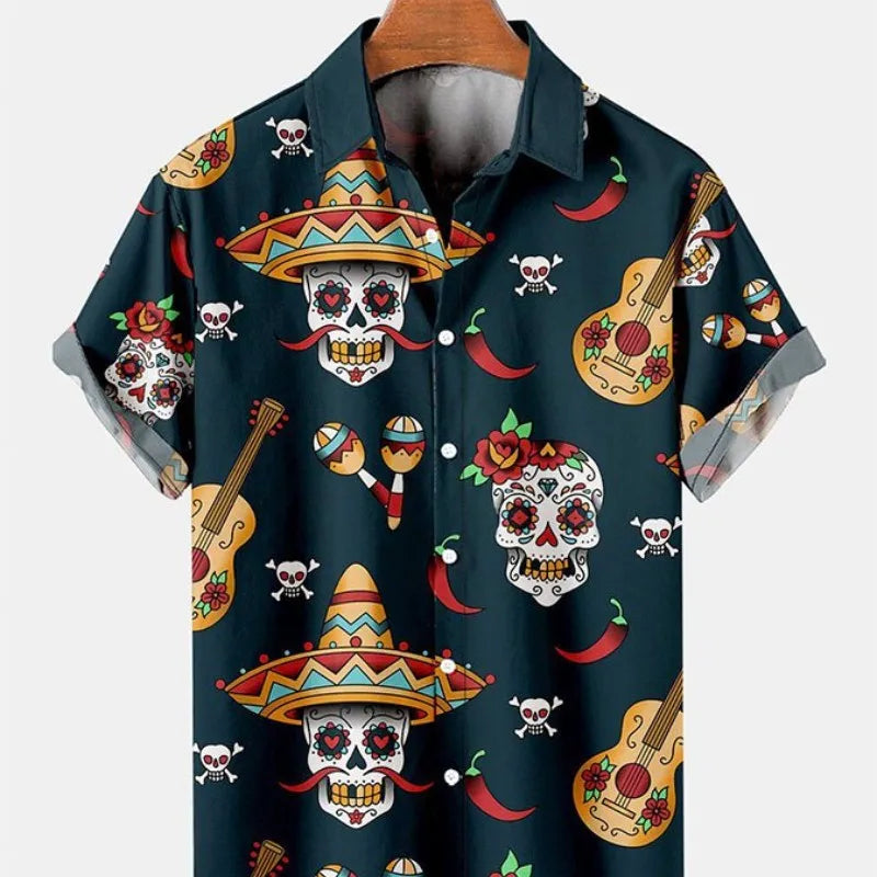 2023 Men's Hawaiian Shirt Cat Printed Short Sleeve Tops Beach Vacation Sunset Harajuku Clothing Casual Unisex Style Shirts