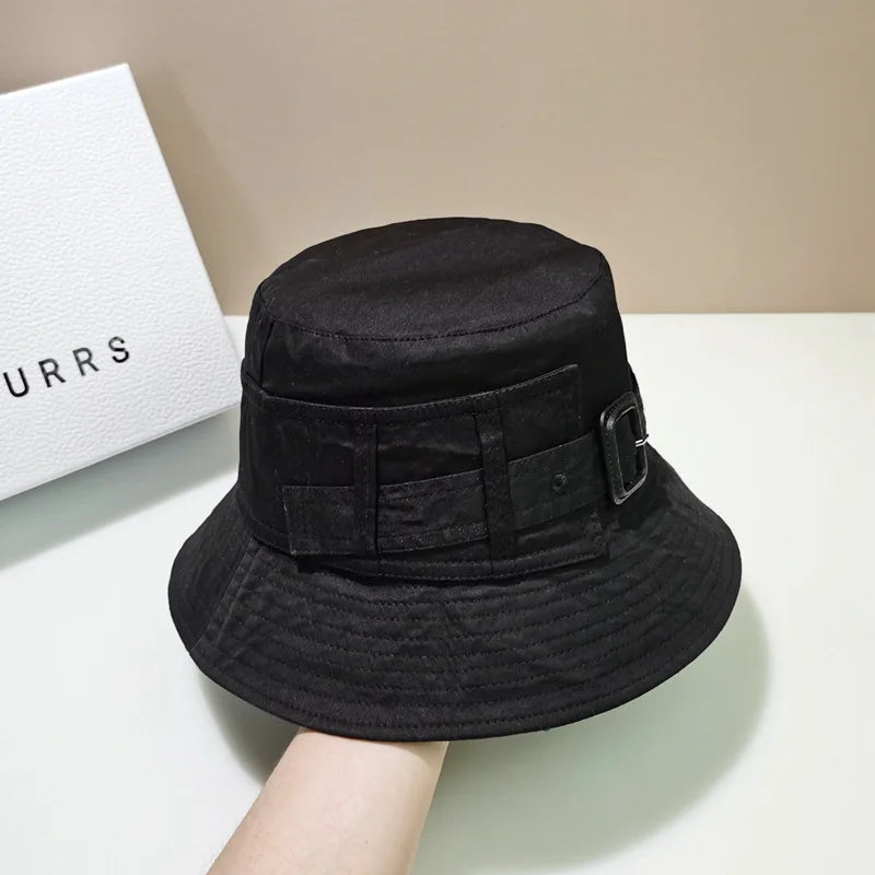 Designer Brand Fashion Women Belt Buckle Bucket Hat Luxury Sunscreen Panama Flat Fisherman Hat Casual Beach Sun Hats Basin Cap