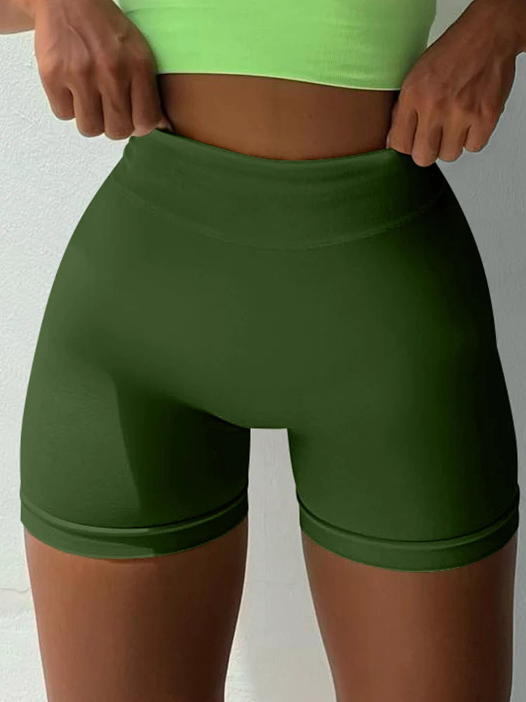 OQQ 2024 Women's Yoga Shorts High Waisted Fitness Pants Seamless Hip Lifting Ladies Sports Shorts