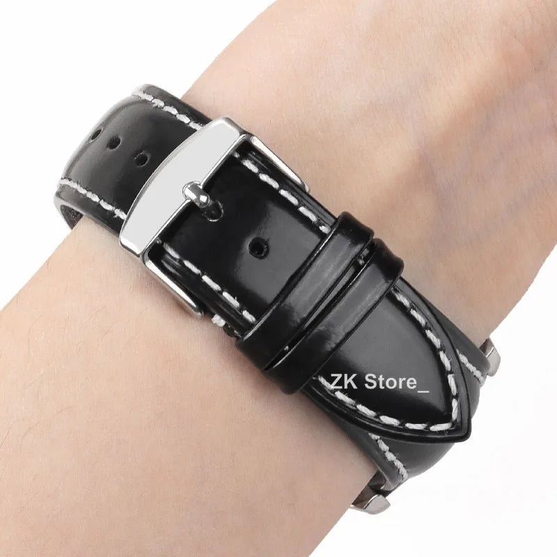 Glossy Cowhide Strap for Omega for Seiko Brown Black Green Watch Band 20mm 22mm Genuine Cordovan Wristband Men's Accessories