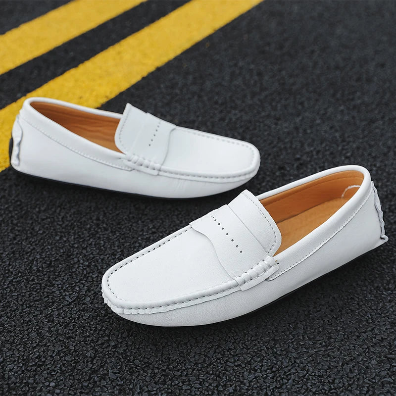 Golden Sapling Big Size 49 Men's Casual Shoes Outdoor Fashion Leather Casual Driving Boat Shoe Male Winter Warm Plush Loafers