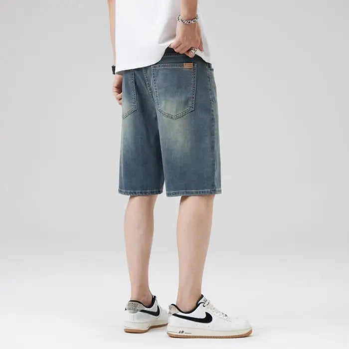 Ultrathin Fashion Straight Jeans Men Summer New Vintage Denim Pants Casual Loose Lyocell Fabric Male Personality Short Baggy