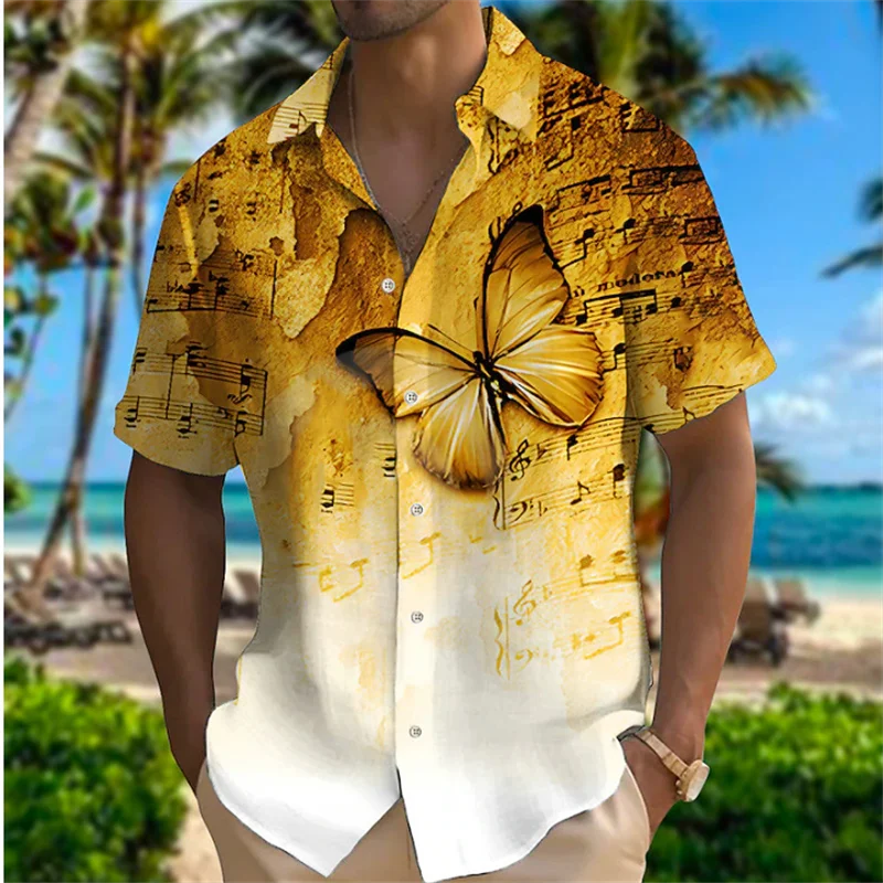 2023 Men's Shirt Pattern Printed Leaf Lapel Shirt Street Short Sleeve Men's Fashion Designer Casual Soft Hawaiian Shirt 5XL
