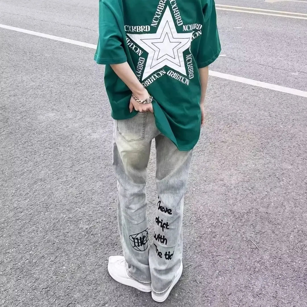 Male Jeans Pants Y2k Fashion Casual Streetwear Men's Trousers Baggy Pants Man Wide Leg Jeans Jean Denim Shorts Mens Clothing New