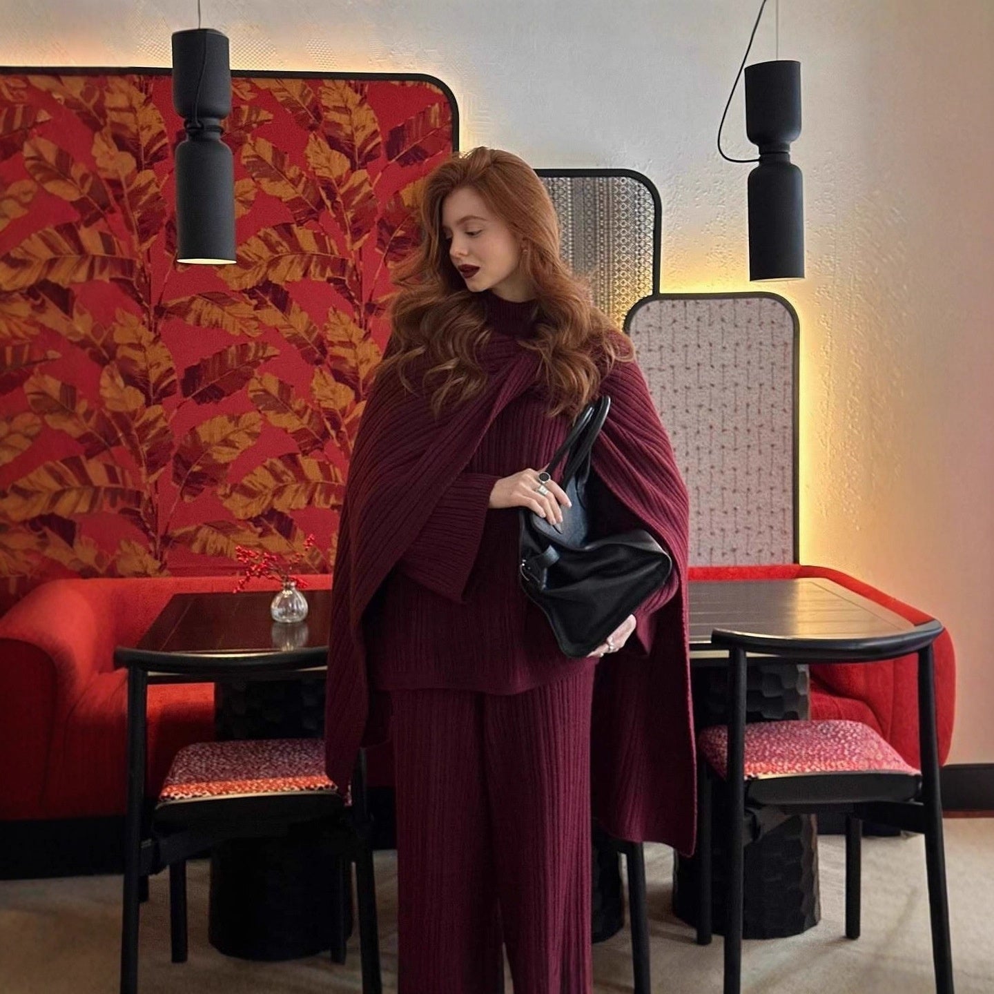 Crew Neck Pullover Sweater Skirt With Scarf Three-piece Set