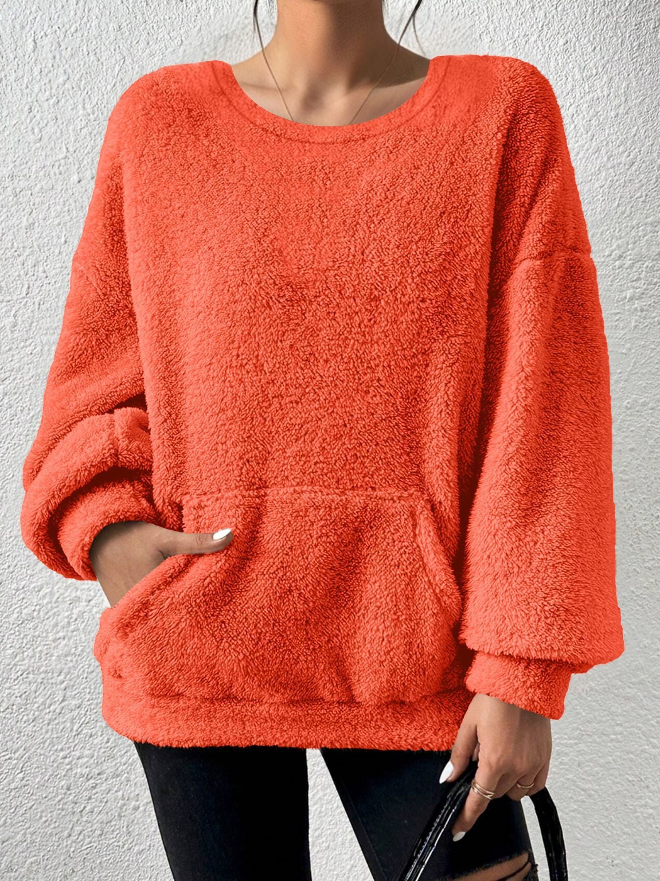 Fashion Solid Color Round Neck Long Sleeve