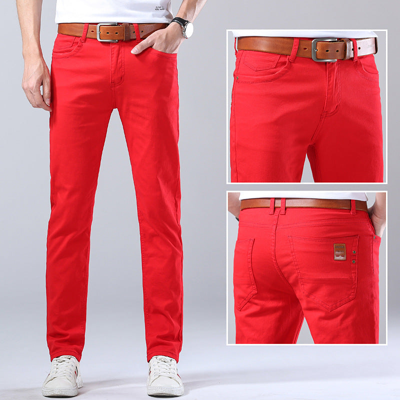 Casual Men's Slim Straight Stretch Colored Trousers