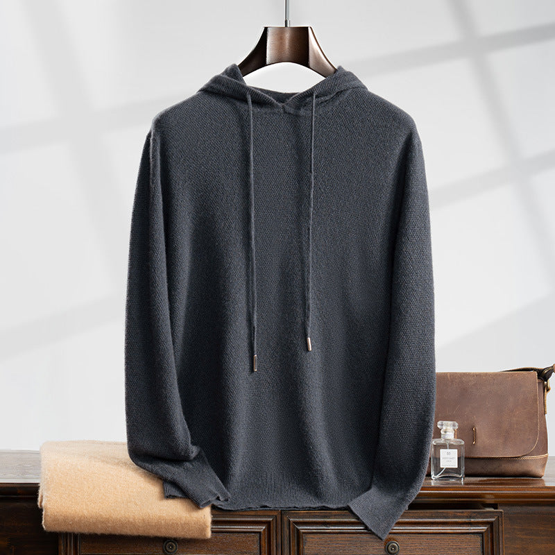 Fall Winter Men Hooded Cashmere Sweater