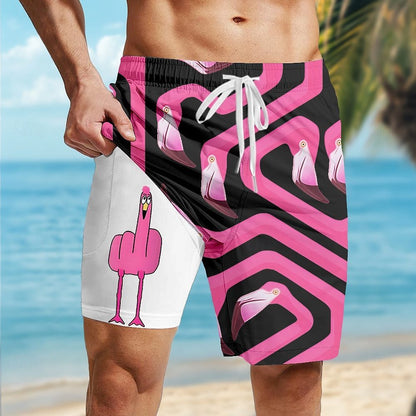 Casual Loose D Printed Double-layer Beach Pants