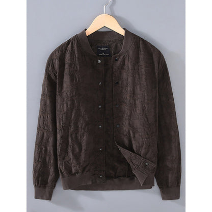 Spring And Summer New Men's Youth Linen Cotton Yarn-dyed Jacquard Casual Jacket