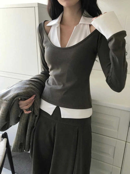 Slim-fit And Slim Hot Girl Bottoming Shirt