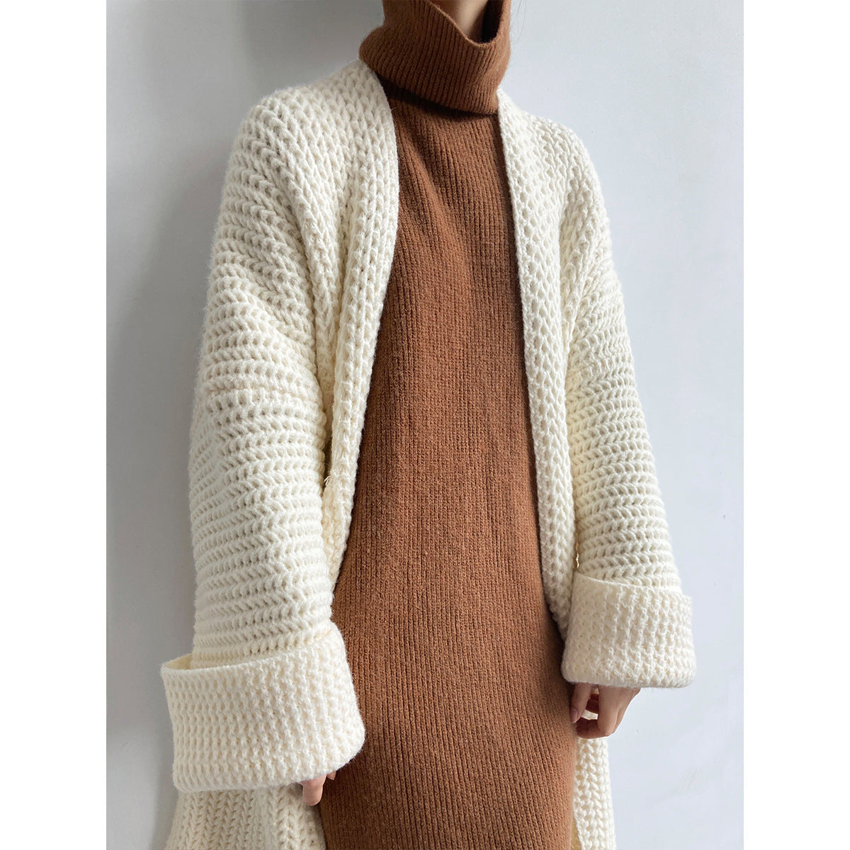 Hepburn Style Solid Color Knitted Cardigan Soft Glutinous