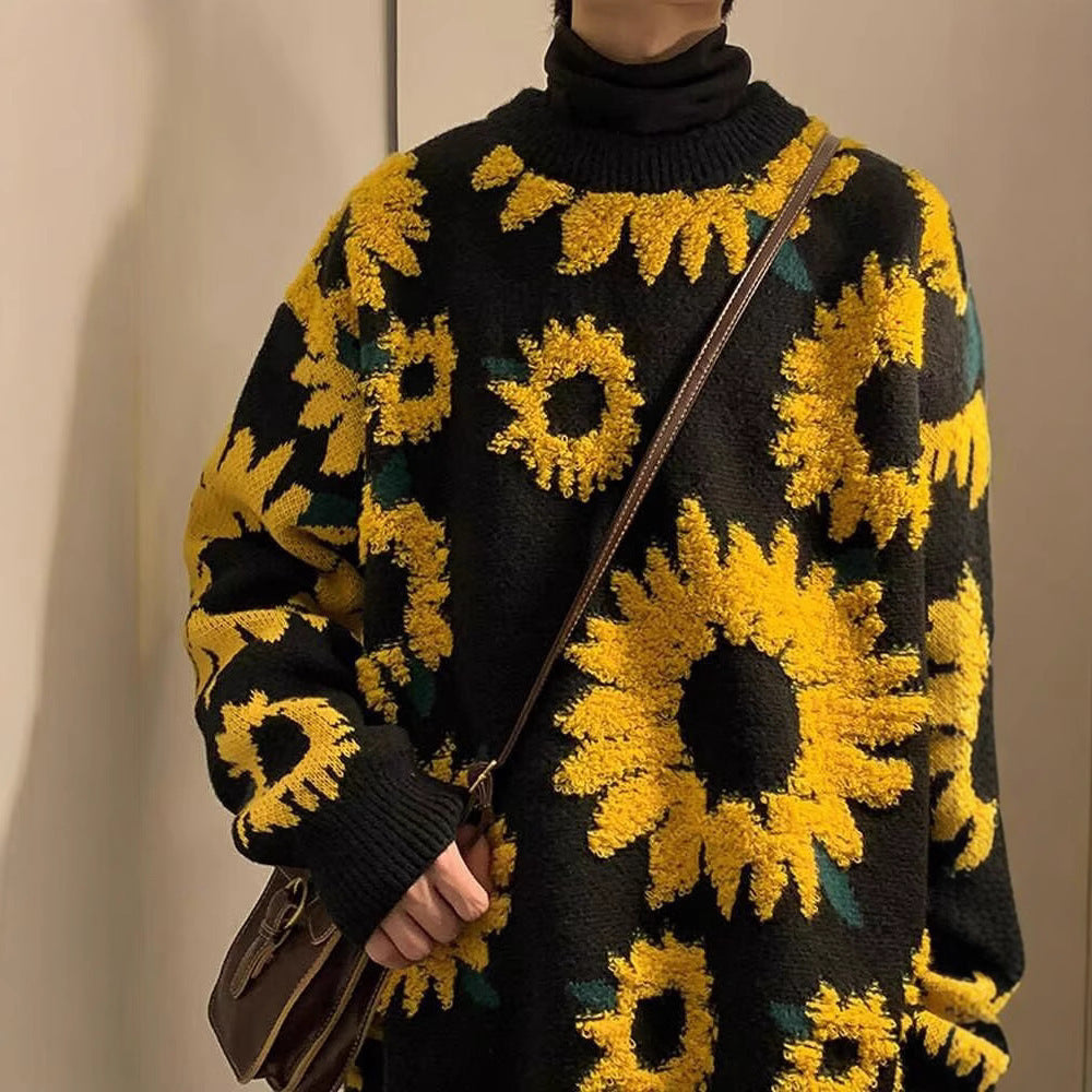 Japanese-style Retro High Street Lazy Sunflower Sweater