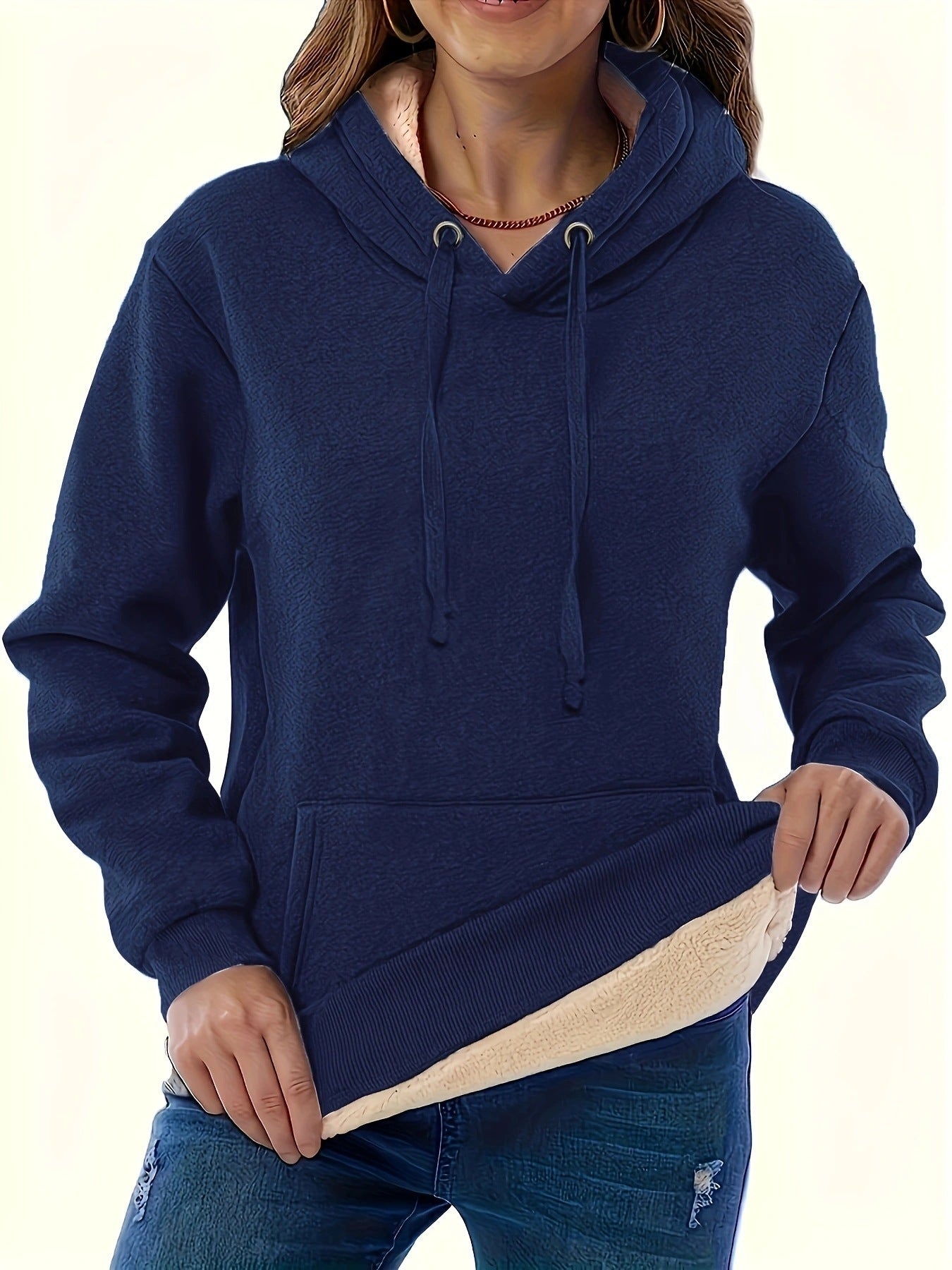 Fashionable All-match Women's Warm Pocket Hooded Sweater