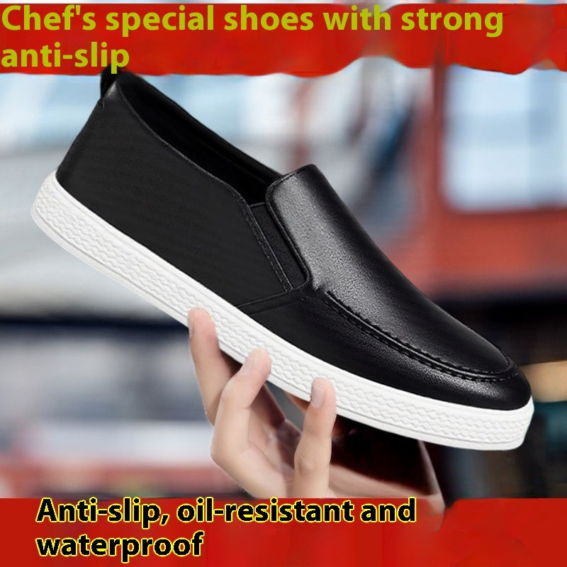 Summer New Men's One Pedal Kitchen Working Leather Shoes
