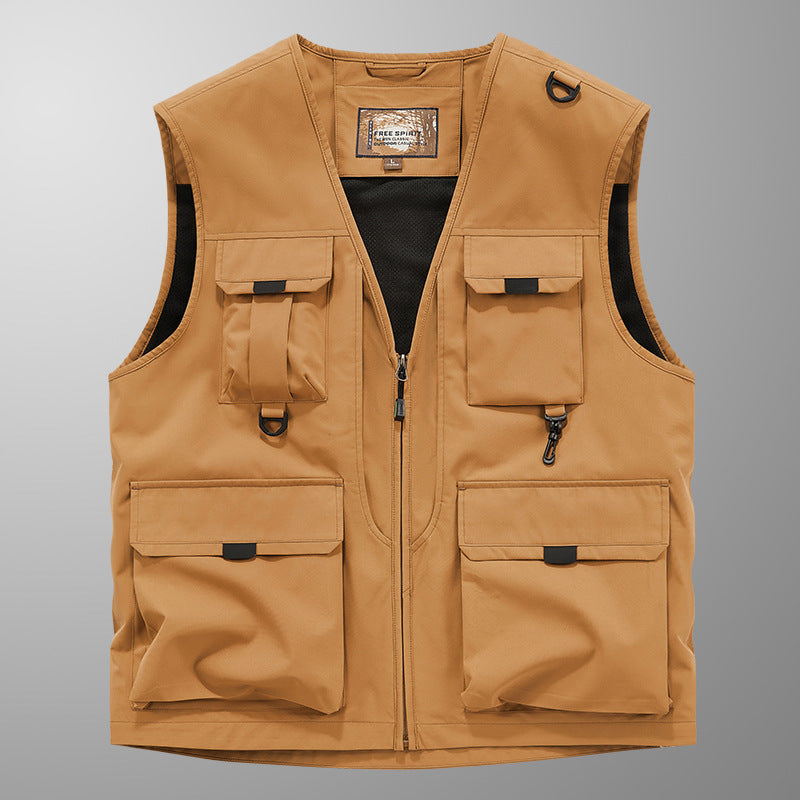 Frock Vest Men's Coat Fishing Multi-pocket Vest