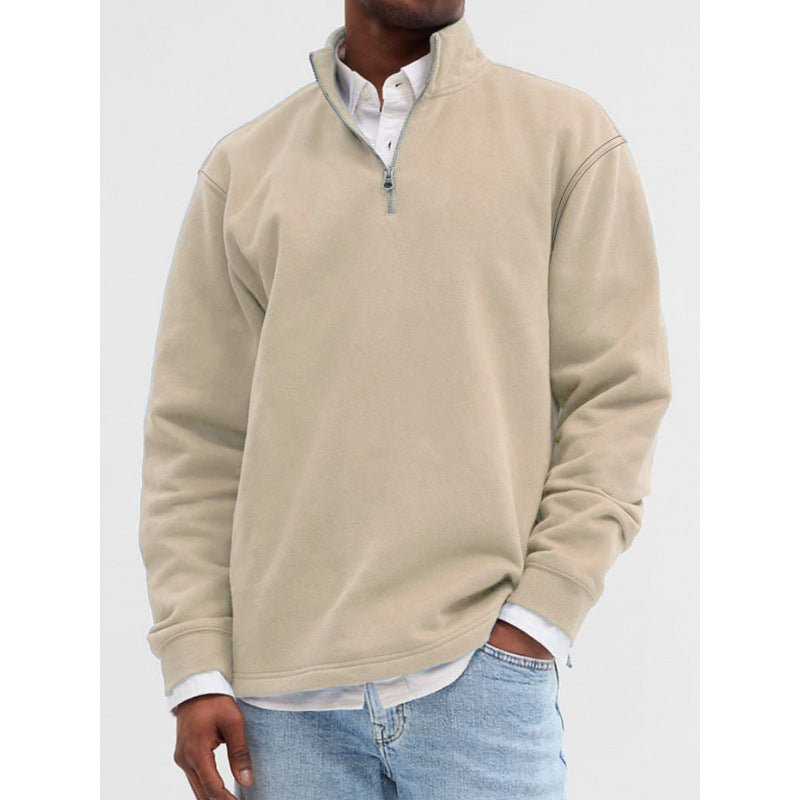 Outdoor Foreign Trade Men's Zipped Stand Collar Sweater Fashion Brand