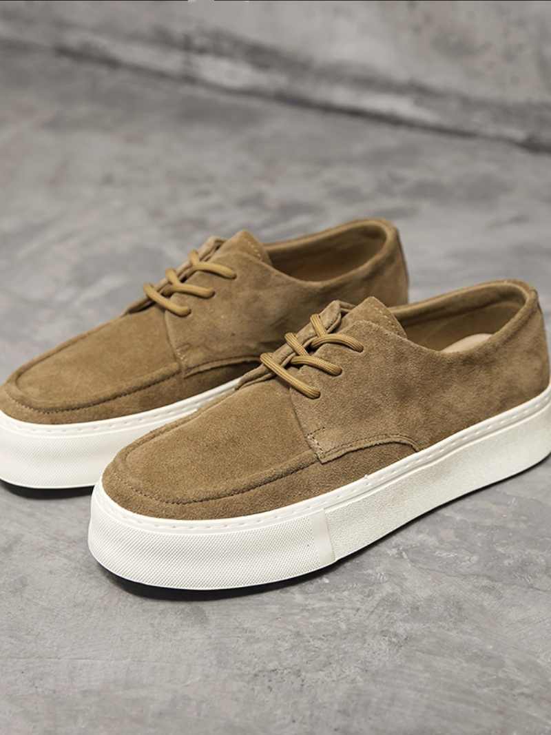 Thick Bottom Hight Increasing Board Suede Lace-up Casual Shoes