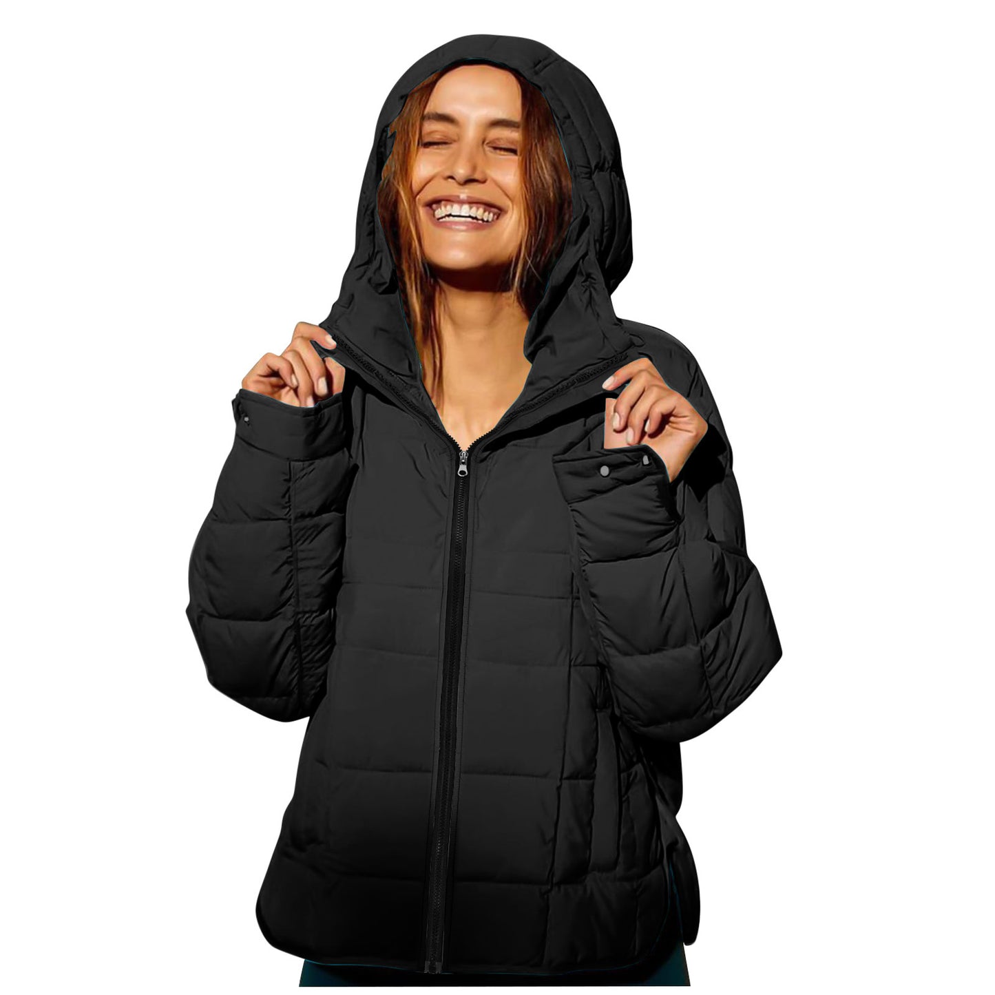 Women's Polyester Hooded Loose Sports Cotton Jacket
