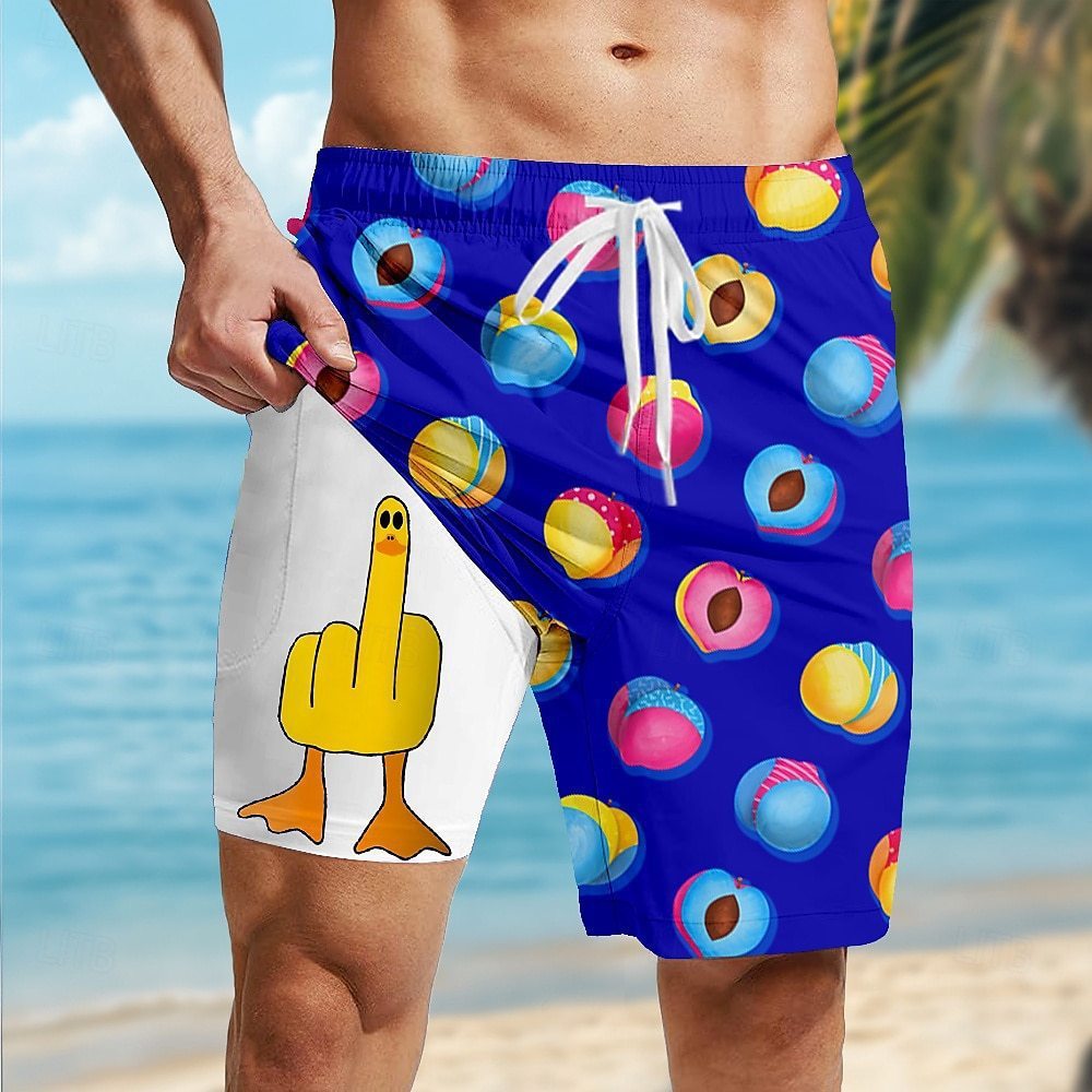 Casual Loose D Printed Double-layer Beach Pants